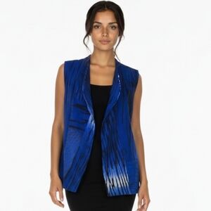 Kiss Of The Wolf Art To Wear Blue Crinkle Silk Vest  Sleevless Open Top M (29)